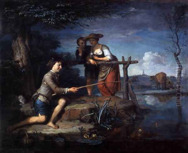 Angler c. 1700 Oil Painting by Carel de Moor