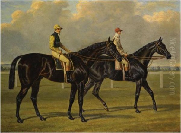 Flying Dutchman With Charles Marlow, And Voltigeur With Nat Flatman Oil Painting by John Frederick Herring Snr