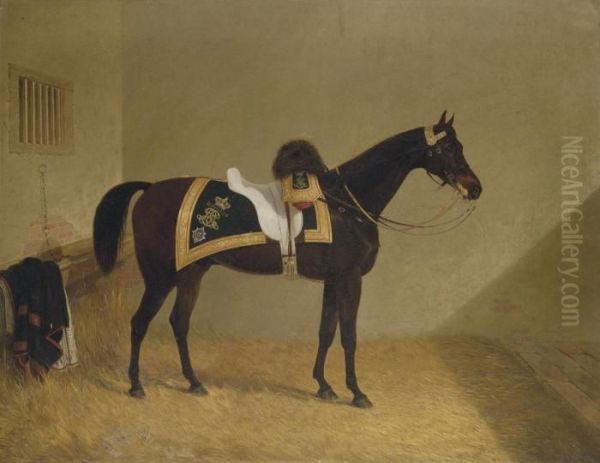 A Charger Belonging To An Officer Of The 1st Life Guards Oil Painting by John Frederick Herring Snr