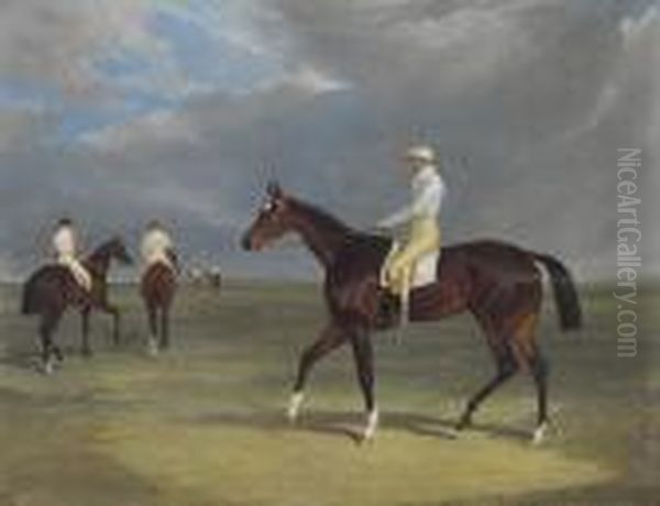 Lucetta, Sir Mark Wood's Brown Filly, Before The Start Oil Painting by John Frederick Herring Snr