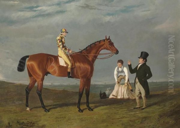 Memnon, A Bright Bay, William Scott Up, Wearing The Harlequincolors Of Lord Darlington Oil Painting by John Frederick Herring Snr