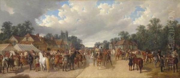 Boroughbridge Horse Fair Oil Painting by John Frederick Herring Snr