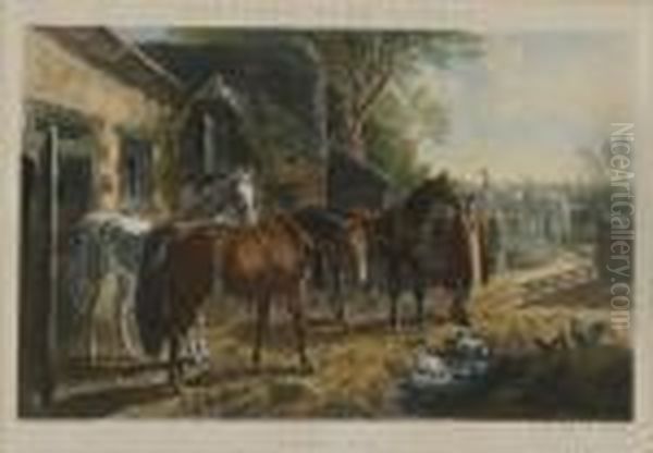 Herring's Farm Scenes Oil Painting by John Frederick Herring Snr