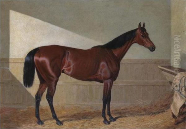 Beeswing
, A Dark Bay Racehorse, In A Stable Oil Painting by John Frederick Herring Snr