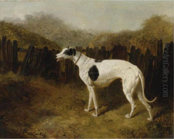 A Greyhound In A Landscape Oil Painting by John Frederick Herring Snr