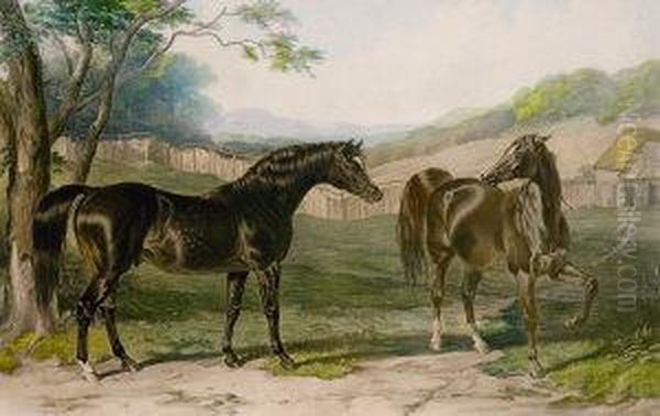 The British Stud - Touchstone And Emma (1845) Oil Painting by John Frederick Herring Snr