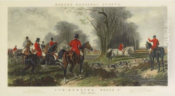 Fores National Sports - Fox Hunting Plate 2, The Find Oil Painting by John Frederick Herring Snr