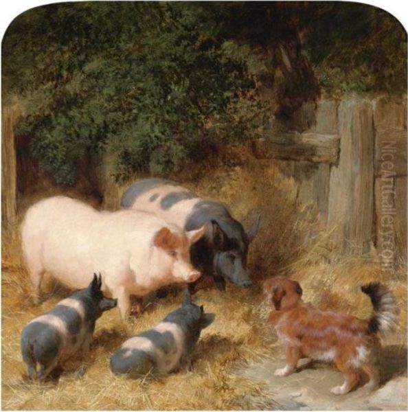 Farmyard Gossip Oil Painting by John Frederick Herring Snr