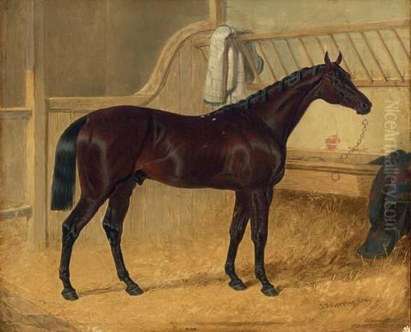 Charles Xii, Winner Of The 1839 St. Leger, In A Stable Oil Painting by John Frederick Herring Snr