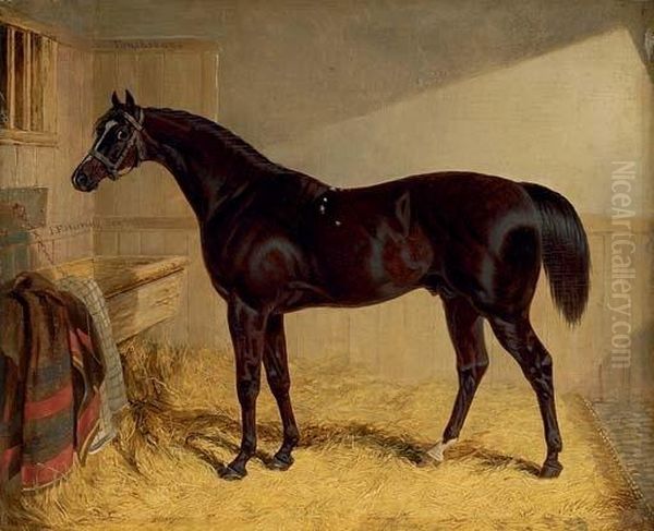 Touchstone, Winner Of The 1834 St. Leger, In A Stable Oil Painting by John Frederick Herring Snr