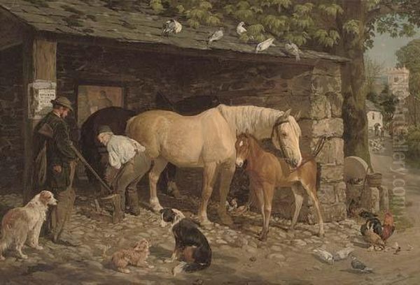 The Village Blacksmith Oil Painting by John Frederick Herring Snr