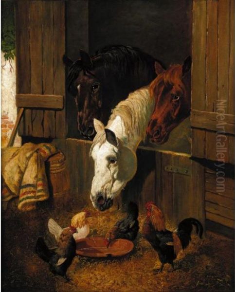 Feeding Time Oil Painting by John Frederick Herring Snr