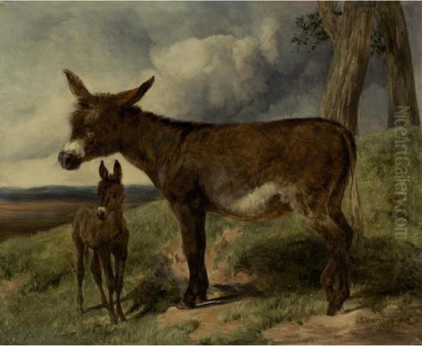 Donkeys Oil Painting by John Frederick Herring Snr