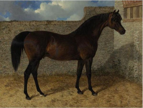 Walton In A Stableyard Oil Painting by John Frederick Herring Snr