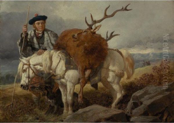 Stalking In The Highlands Oil Painting by John Frederick Herring Snr