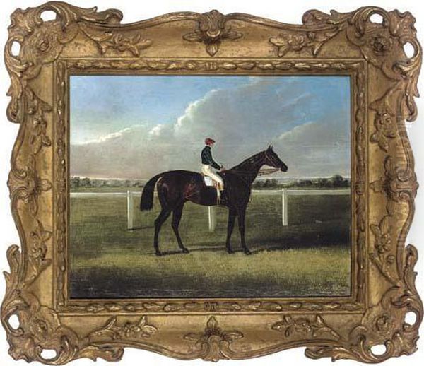 Portrait Of A Racehorse, With Jockey Up Oil Painting by John Frederick Herring Snr