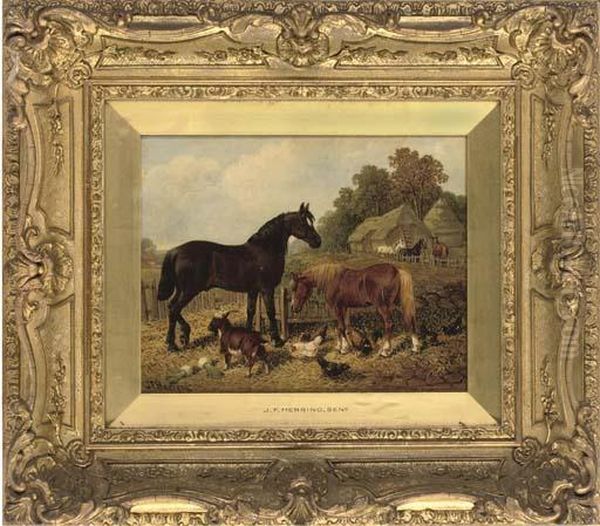 In The Farmyard Oil Painting by John Frederick Herring Snr