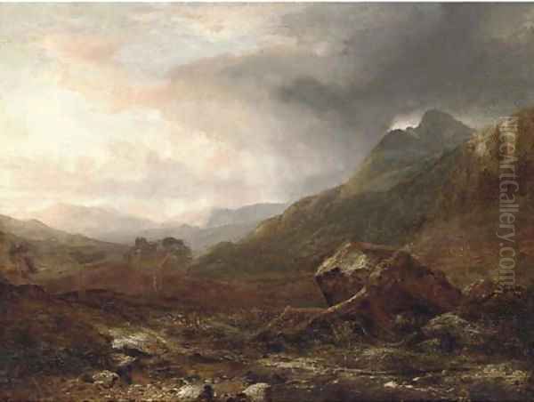 A storm gathering in the highlands Oil Painting by Horatio McCulloch