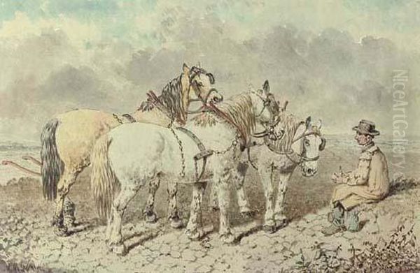 The Ploughman's Rest Oil Painting by John Frederick Herring Snr