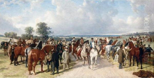 The Horse Fair On Southborough Common Oil Painting by John Frederick Herring Snr