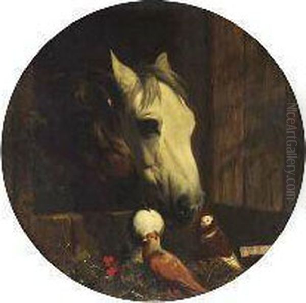 Study Of Horses' Heads Oil Painting by John Frederick Herring Snr