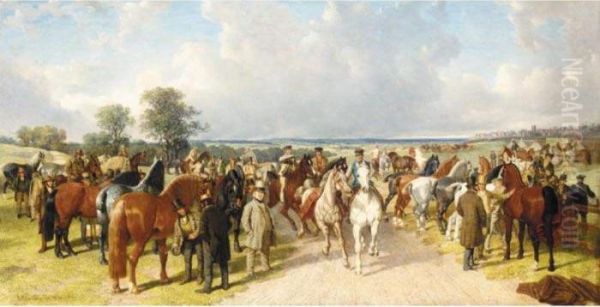 The Horse Fair On Southborough Common Oil Painting by John Frederick Herring Snr