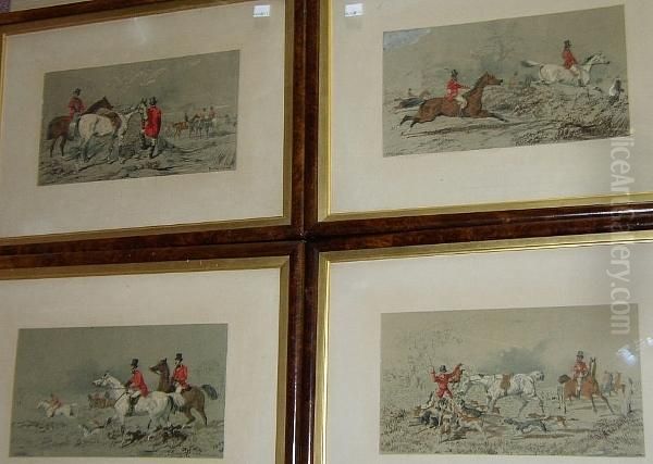 Fox Hunting, Plates I To Iv, 
Lithographs By Vincent Brooks, Printed In Colours On Wove, Published 
1854 By Lloyd Brothers & Co. Oil Painting by John Frederick Herring Snr