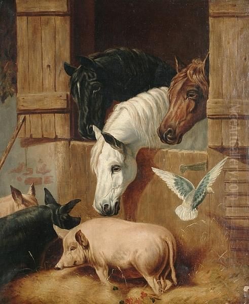 Feeding Time Oil Painting by John Frederick Herring Snr