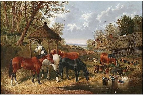 Farmyard Companions Oil Painting by John Frederick Herring Snr