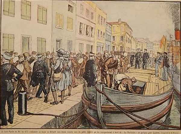 Convicts leaving Saint Martin de Re for the penal colony of Cayenne in Guyana Oil Painting by A. R. Moritz