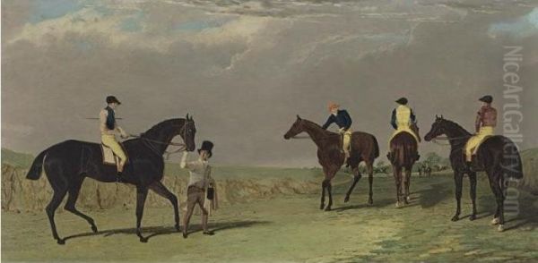 The Doncaster Cup, 1825 (lottery, Longwaist, Cedric And Figaro) Oil Painting by John Frederick Herring Snr