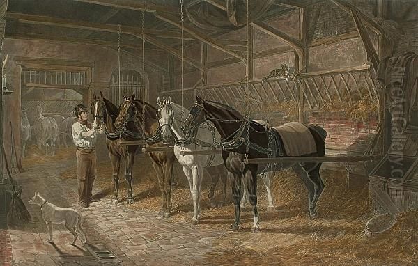 The Mail Change, From Fores's Stable Scenes Oil Painting by John Frederick Herring Snr