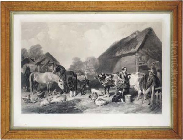 In The Farmyard, By G. Paterson Oil Painting by John Frederick Herring Snr