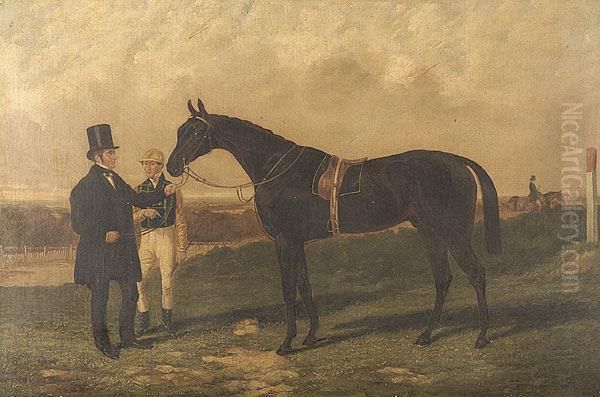 The Flying Dutchman With His Owner Lord Eglington And Jockey Charlie Marlow Oil Painting by John Frederick Herring Snr