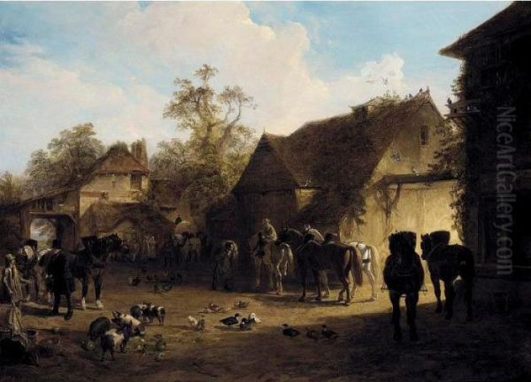 The Country Inn Oil Painting by John Frederick Herring Snr