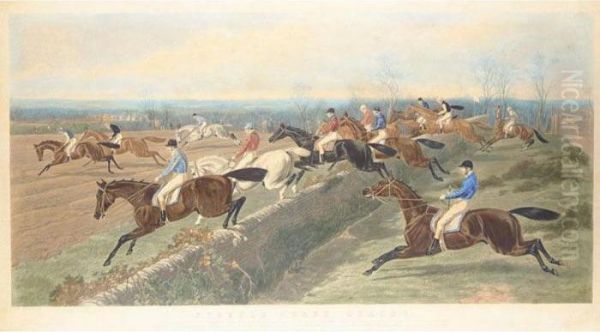 Steeple Chase Cracks Oil Painting by John Frederick Herring Snr