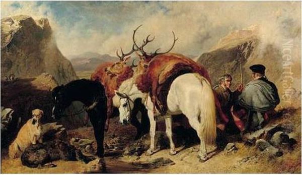 The Halt Oil Painting by John Frederick Herring Snr