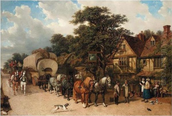 The Coach House Oil Painting by John Frederick Herring Snr