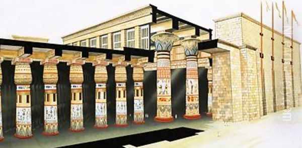 A reconstruction of part of the Hypostyle Hall Oil Painting by John Marshall