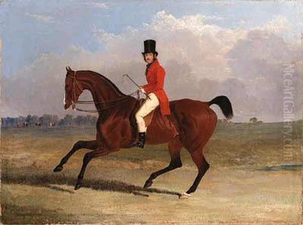 Major Henry Robert Bullock On A Bay Hunter Oil Painting by John Frederick Herring Snr