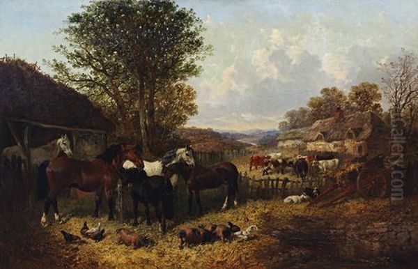 An English Homestead Oil Painting by John Frederick Herring Snr