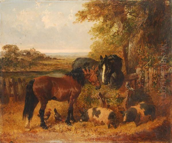 Pigs Oil Painting by John Frederick Herring Snr