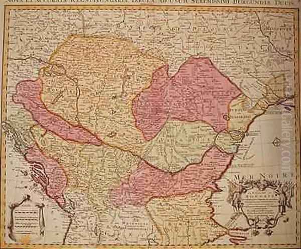 Map of the Kingdom of Hungary 1742 Oil Painting by Pierre (Pieter) Mortier