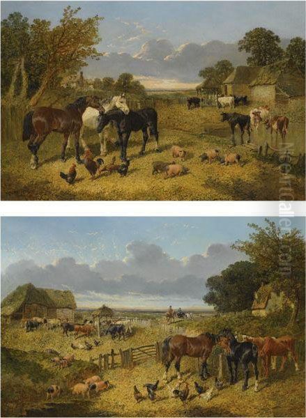 Farmyard Views Oil Painting by John Frederick Herring Snr