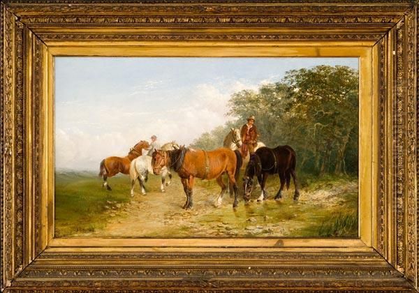 Cacciatori In Sosta Oil Painting by John Frederick Herring Snr