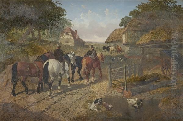 A Farmyard Scene Oil Painting by John Frederick Herring Snr