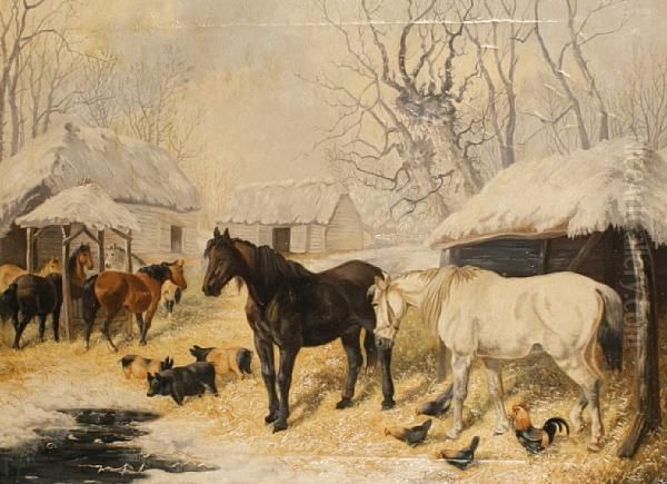 Farm Yard Scene Oil Painting by John Frederick Herring Snr