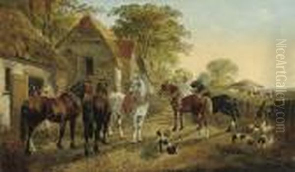 In The Farmyard Oil Painting by John Frederick Herring Snr