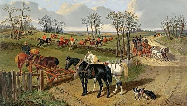 Cross Country Oil Painting by John Frederick Herring Snr