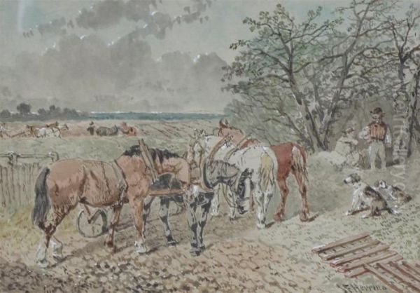 Farmyard Scene Oil Painting by John Frederick Herring Snr